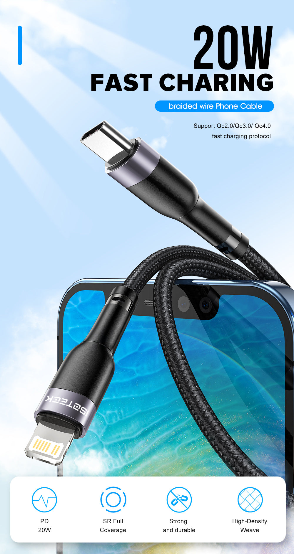 IsoTeck USB C to Lightning Cable, 3.3 feet/1m  [Apple MFi Certified]