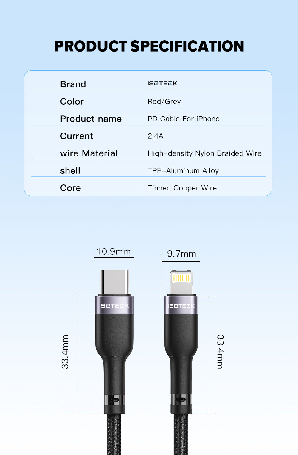 IsoTeck USB C to Lightning Cable, 3.3 feet/1m  [Apple MFi Certified]